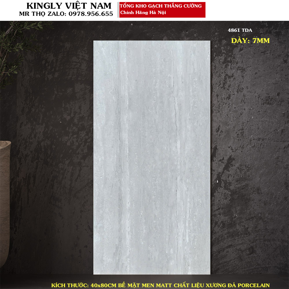 Gạch ốp tường vân đá Travertine 40x80 4861
